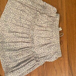 Leopard Print Tiered Mini Skirt with Ruffle Trim and Tassel Tie - Size M